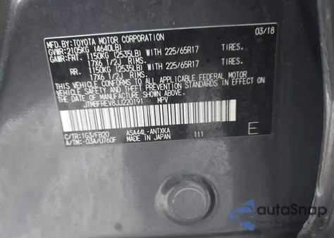 2018 Toyota Rav4 Le from USA, damaged, VIN JTMBFREV8JJ220191